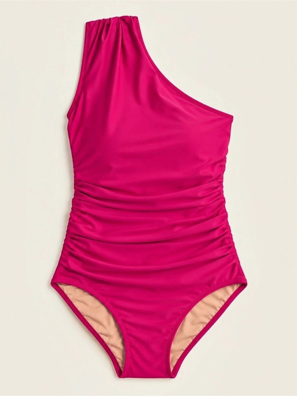 J.Crew One-Shoulder Ruched Swimsuit Pink Size 12